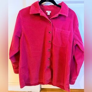 L.L.Bean Pink Corduroy Shirt Jacket Shacket Medium 100% Cotton